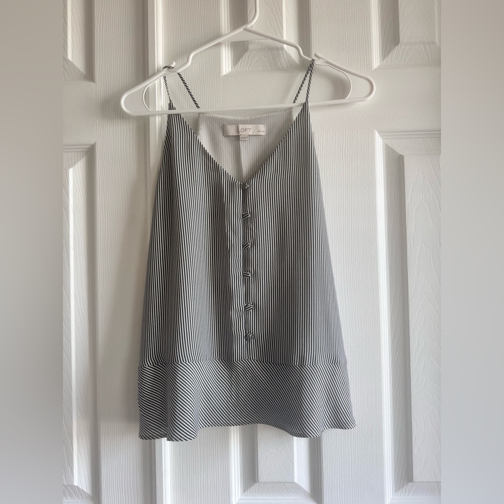 Loft Black and White Striped Sleeveless Top